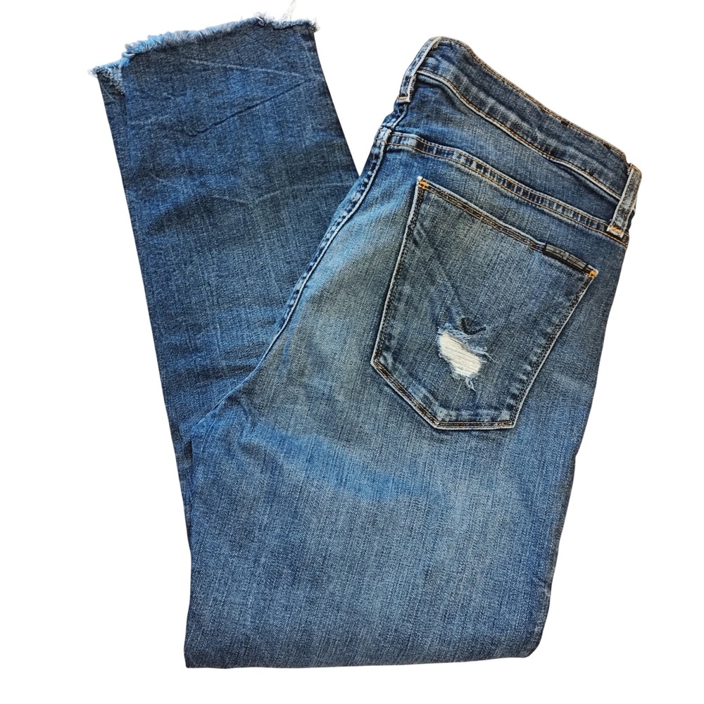 Hudson Colette Skinny Crop Jeans Women 31 Dark Wash Mid Rise Raw Step Hem Distre